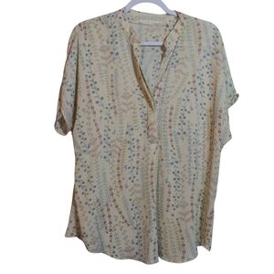 Violet + Claire Neutral Floral Print Cream Blouse Size L